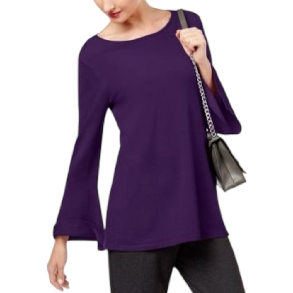 Alfani Purple Long Flare Sleeve Knit Sweater Size Small